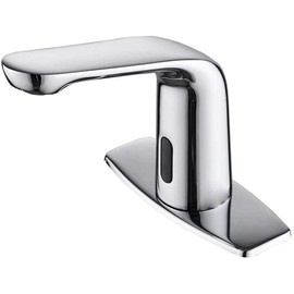 Luxice Automatic Touchless Bathroom Sink Faucet Hot & Cold Mixer Cover Plate Included Sensor Faucet,Chrome Finished