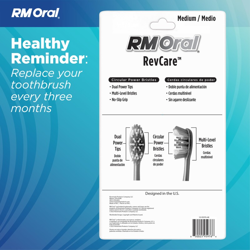 RM Oral RevCare Medium Toothbrush, Circular Power Bristles Power Away