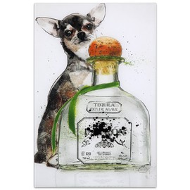 Empire Art Direct Viva Mexico Frameless Free Floating Tempered Glass Dog Wall Art Ready to Hang, 16 in x 24 in x 0.2