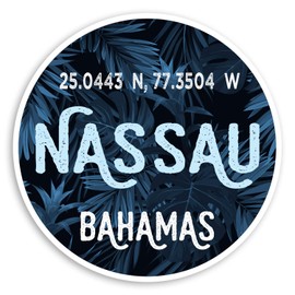 2 x 10cm Blue Nassau Vinyl Stickers - Bahamas Travel Surf Luggage Sticker #30814 (10cm Wide)
