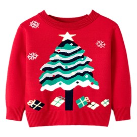 HILEELA ANG - Suéter de Navidad para niños pequeños y niñas, 36#redtree, 3 Años/4 Años