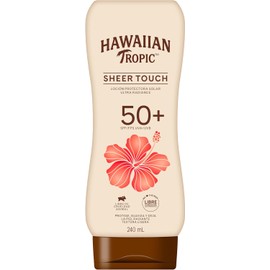 Hawaiian Tropic Protector Solar FPS 50 | Loción Ligera de 240ml con Aroma a Coco | Resistente al Agua | Protección UVA/UVB para Piel Sensible | Dermatológicamente Probado |