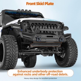 Hooke Road Steel Skid Plate for 2018-2025 Jeep Wrangler JL & Gladiator JT, Only Work with Hooke Road Different Trail X Front Bumper