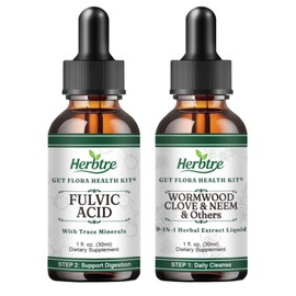Wormwood Black Walnut Parasite Detox 120ml, Trace Minerals Fulvic Acid | Liquid Ionic Fulvic Acid | Fulvic Minerals, Wormwood, Clove & Neem Extract | Digestion, Gut Health and Detox Cleanse
