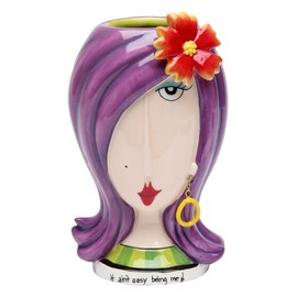StealStreet SS-CG-62650, 5.88 Inch It Aint Easy Being Me Lady with Flower Make Up Holder Vase