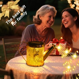 Solar Garden Fairy Watering Can Lights Outdoor IP65 Waterproof Watering Can Hanging Lanterns Garden Decor, Solar Powered LED Patio Yard Pathway Lights Fairy Gardening Gifts for Mom Women Birthday