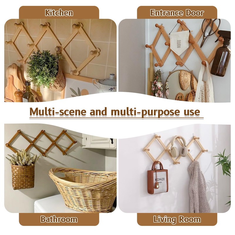 Tnstbiee Rustic Adjustable Hanging Herb Drying Rack-Holds 10 Bouquets, Space-Saving