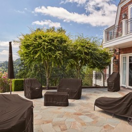 Classic Accessories 55-833-046601-RT Madrona Rainproof 44 Inch Round Fire Pit Cover, 44" Dia x 12" H, Dark Cocoa