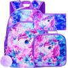 UFNDC 3PCS Girls Backpack with Lunch Box, 16”Sequin Unicorn Bookbag