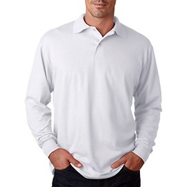 Jerzees Adult 5.6 oz. SpotShield™ Long-Sleeve Jersey Polo S WHITE