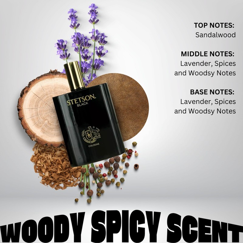 Stetson Black Cologne for Men Spray 3.4 Ounces