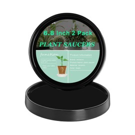 vensovo 7 Inch Black Ceramic Plant Saucer Pots Tray -2 Pcs Round Planter Saucers for Indoor & Outdoor Plants, Large Trays Perfect for 5 Inch 6Inch Flower Pot