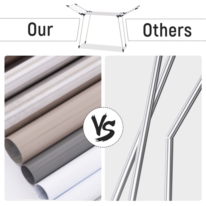 YUBELLES Clothes Drying Rack, Gullwing Laundry Rack, Collapsible, Space-Saving Laundry