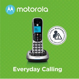 Motorola CD4011 DECT 6.0 Cordless Phone with Answering Machine and Call Block, Silver/Black, 1 Handset