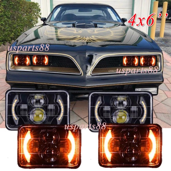 USPART- 4pcs Fit Pontiac Firebird Trans AM 1977-1981 4x6" LED