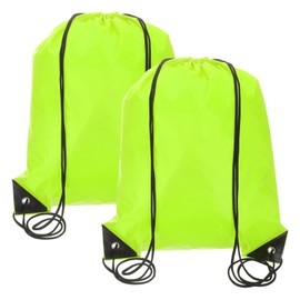 PATIKIL Drawstring Backpack Bags, 2 Pack Sports Cinch Sack Draw String Bag for Sports Gym Yoga Travel Swimming Beach, Fluorescent Green