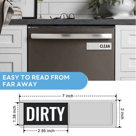 KitchenTour Dishwasher Magnet Clean Dirty Sign, Upgrade Super Strong Clean Dirty Magnet for Dishwasher, Large Text Easy to Read Non-Scratch Magnetic Indicator Kitchen Decor, Silver