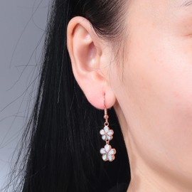 CiNily Opal Dangle Drop Earrings Hypoallergenic Rose Gold Plated Flower Shaped Drop Earrings for Women Jewelry
