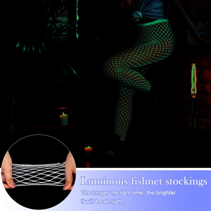Hercicy Glow in the Dark Fishnet Stockings Hollow Fishnet Stockings