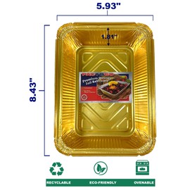 PACTOGO 2 1/4 lb. Oblong Black & Gold Aluminum Foil Pans Take Out Heavy Duty Containers w/Board Lid Covers 8.43" x 5.93" x 1.81" - To Go Food Storage Baking, Meal Prep, Freezer (Pack of 250 Sets)