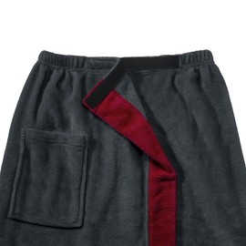 CelinaTex Happyfun Kilt Short S/M 48 x 152 cm Anthracite Bordeaux Micro Flannel Sauna Kilt Microfibre Sauna Sarong, Anthracite Bordeaux