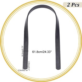 PH PandaHall 2 Pcs Length 24.3 inches (618 mm) Leather Handle Bag Width 18.5mm Handle Synthetic Leather DIY Repair Handbag Replacement Synthetic Leather Black