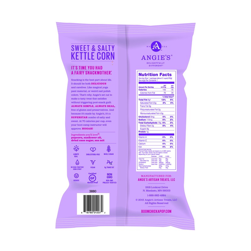 Angie's BOOMCHICKAPOP Sweet & Salty Kettle Corn Popcorn, 1 oz.