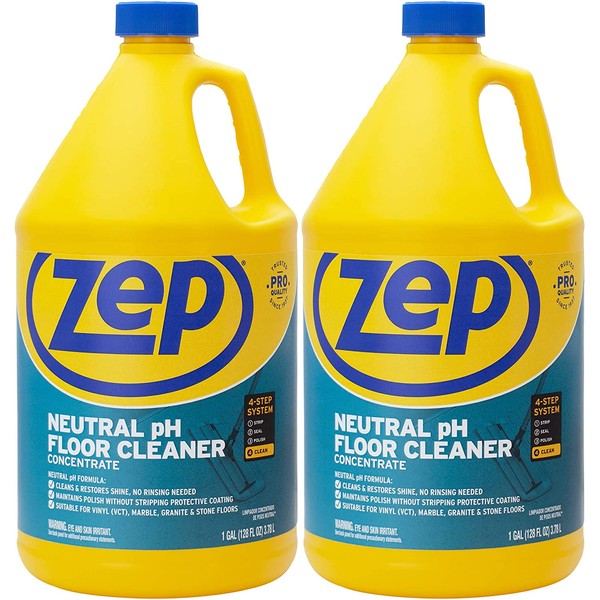 Zep Neutral pH Floor Cleaner Concentrate 1 Gallon (2 Pack) ZUNEUT128 - Pro Trusted All-Purpose Floor Cleaner