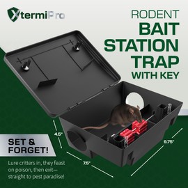 XTERMIPRO Large Rat & Mouse Bait Station - 6 Pack - Rat Bait Stations for Mice Outdoor/Indoor - Tamper Resistant - Child & Pet Safe Rodent Bait Station - Outside Traps - Bait Box Pest Control