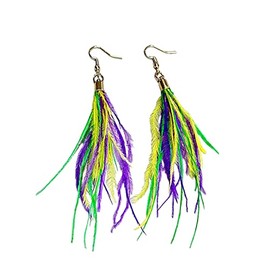 Mardi Gras Dangle Earrings for Women,Mardi Gras Accessory Carnival Parade Party Favors Gifts, no, No Gemstone
