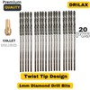 Drilax 1mm Diamond Drill Bit Set (20-Pcs) with Collet |