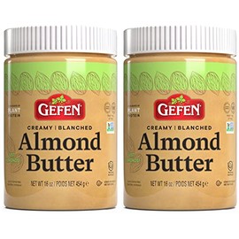 Gefen Pure Blanched Almond Butter, 16oz (2 Pack) | Non GMO | Rich, Smooth & Creamy Texture | No Salt or Sugar Added | Gluten Free | Vegan | Paleo | Keto | Product of USA | Kosher (Including Pasover)