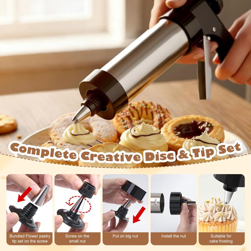 3-in-1 Churro Maker & Spritz Cookie Press Gun Kit, Stainless