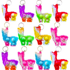 HOZKEAP 20 Packs Alpacas Animal Bulk Mini Pop Fidget Keychain,Birthday Party Favors Supplies Classroom Students Bubble Prize