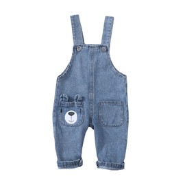 PURSKYY Baby Girls Jeans Overalls Baby Denim Jumpsuit Infant Girls Teddy Bear Romper Baby Boys Girls Spring Fall Winter Outfits Baby Girls Jeans Clothes, Light Blue, 6-12 Months