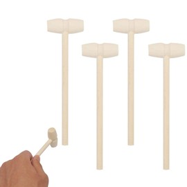 4pcs Mini Wooden Hammer Mallets,Wooden Crab Lobster Mallet Mini Wooden Hammer Natural Hardwood Hammers Seafood Shellfish Shell Cracker Tool,DIY Small Unfinished Painting Hammer Toy for Children