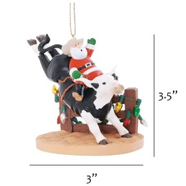 Santa on Rodeo Bull Christmas Ornament, Western Cowboy Decor, Ranch Holiday Tree Decorations by Christmas Market Ornaments