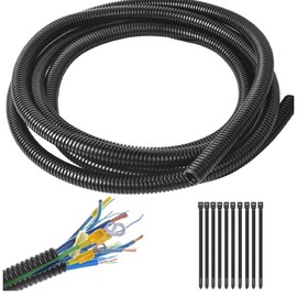 Black 1/4" inch Split Wire Loom Tubing,Alex Tech 32.8ft