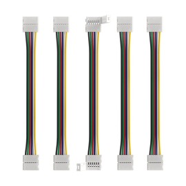 BTF-LIGHTING 5PCS 6Pin 12mm Wide Dual End with 15cm Long Cable LED Strip Solderless DIY Connector Adapter Conductor for RGBCCT RGBWW LED Flexible Strip Light