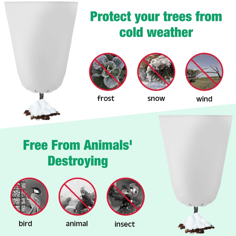 8 Pcs Plant Covers Freeze Protection 35.4" x 59", White