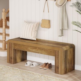 Tribesigns 47" Long Entryway Bench, Large Engineered Wood Shoe Bench with Heavy-Duty Legs, Farmhouse End of Bed Bench for Bedroom, Entryway, Hallway, Living Room, Easy Assembly, Brown