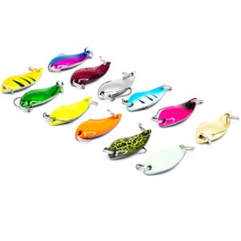 Mister Tackle Spoon Fishing Lure Trout Fishing Spoon Set - 12 Artificial Baits Including Box