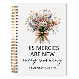 WNAGT Wildflower Christian Spiral Notebook 5.5x8.3, His Mercies Are New Every Morning Bible Journaling Notebooks, Bible Verse Notebooks for Note Taking, Religious Scripture Journals for Writing