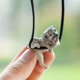 Pug Car Hanging Swing Accessories for Rear View Mirror, Cute Pug Car Ornament with Swinging Motion