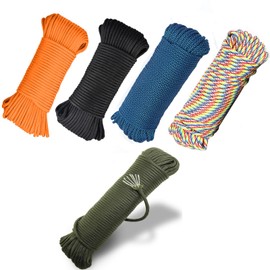 MUFEKUM 5 Pcs 19ft/6m Nylon Rope, 7 Inner Strands Long Lasting Paracord, Nylon Cord for Outdoor Survival, Camping, Lanyards, Keychain, Dog Collar, DIY Craft