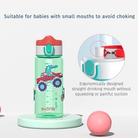 Evorie Tritan Kids Water Bottle for School No Straw 13oz BPA Free Plastic Sports Bottle Reusable Lightweight Leak Proof Travel Drinks Bottle Spout Drinking Cup Running Flip Top