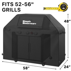 Simple Houseware 58 in. Heavy-Duty BBQ Gas Grill Cover, 600D Polyester Waterproof, Weather-Resistant