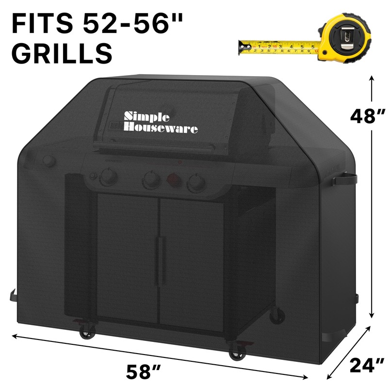Simple Houseware 58 in. Heavy-Duty BBQ Gas Grill Cover, 600D