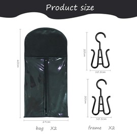 2PCS Portable Wig Hanger,Dust-Proof Wig Storage Bags,Wig Bags Storage with Hanger,Protection Hair Extension Storage Bag,Wigs Accessories for Women Hair (Black)