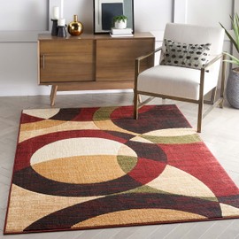 Well Woven Dulcet Bingo Red Modern Geometric Area Rug (3'11" x 5'3")